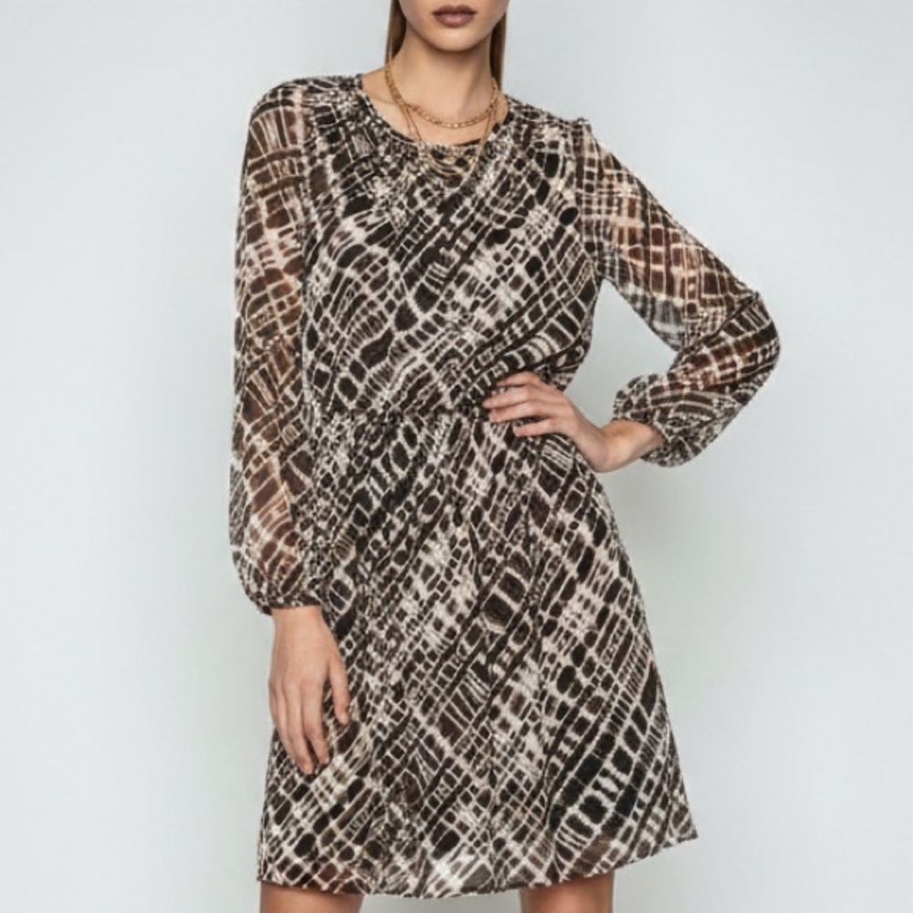 Banana Republic Factory Brown and White Geometric Dress S NWOT